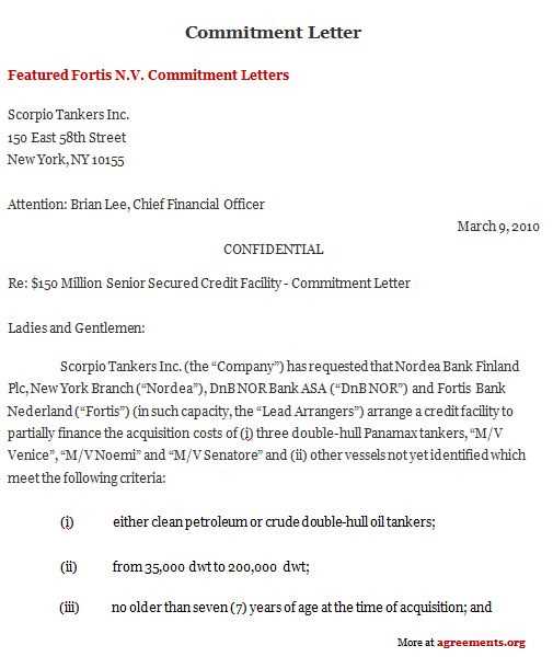 capital commitment letter template