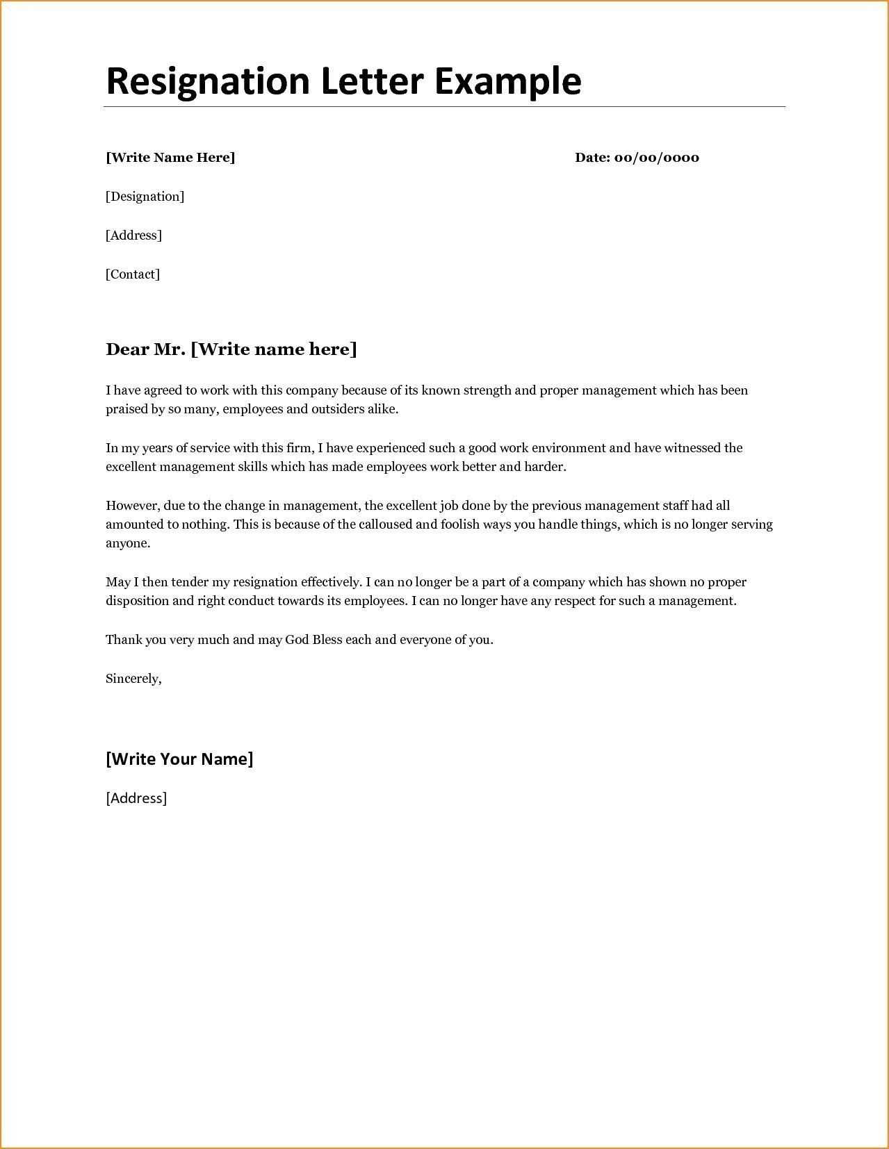 template for resignation letter pdf