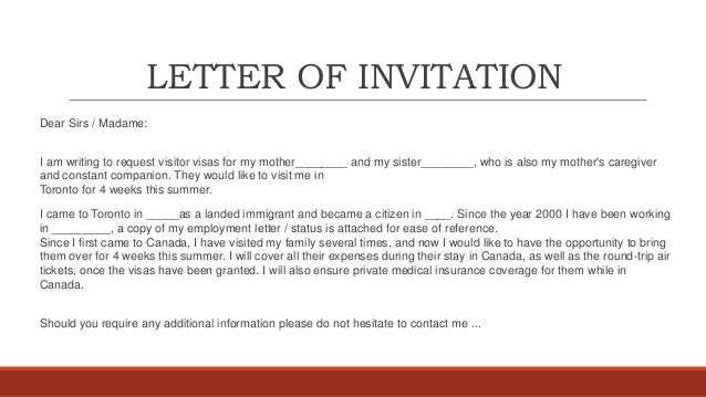 template of invitation letter to visit canada