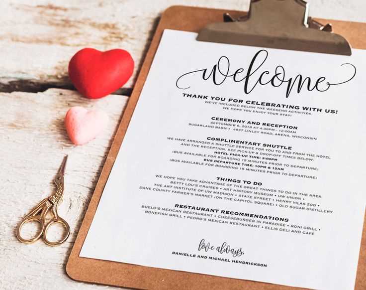 wedding welcome letter template word