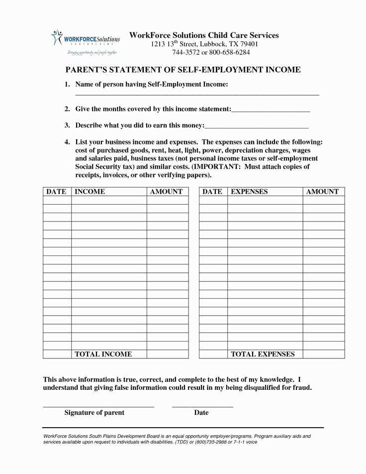 self employed proof of income letter template