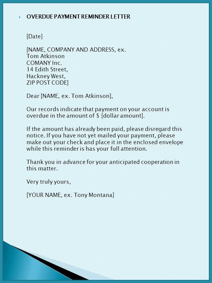 overdue payment reminder letter template