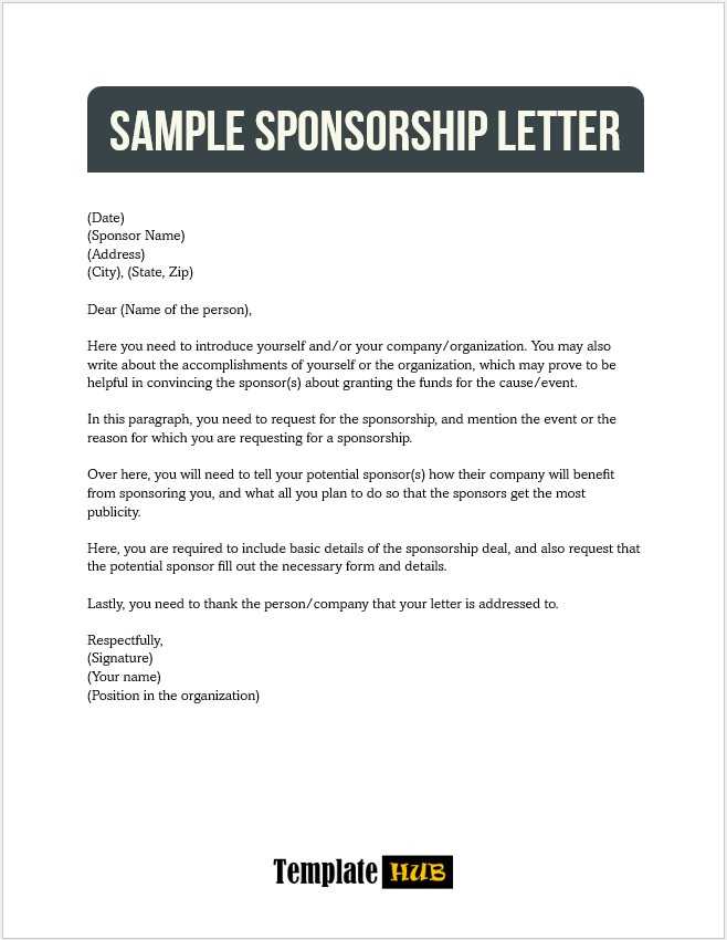 sponsorship letter for event template word