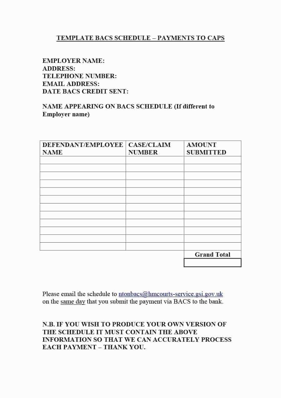 payment schedule letter template