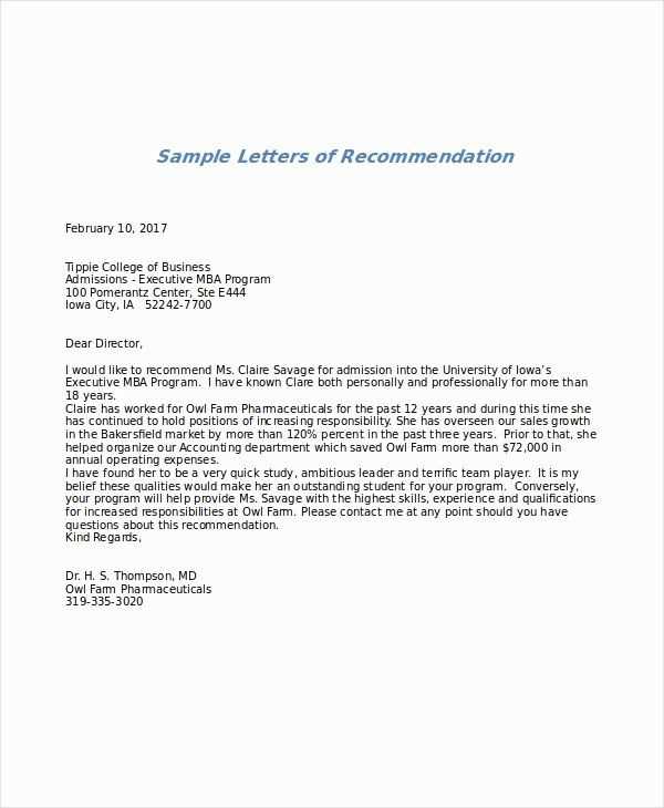 google docs letter of recommendation template