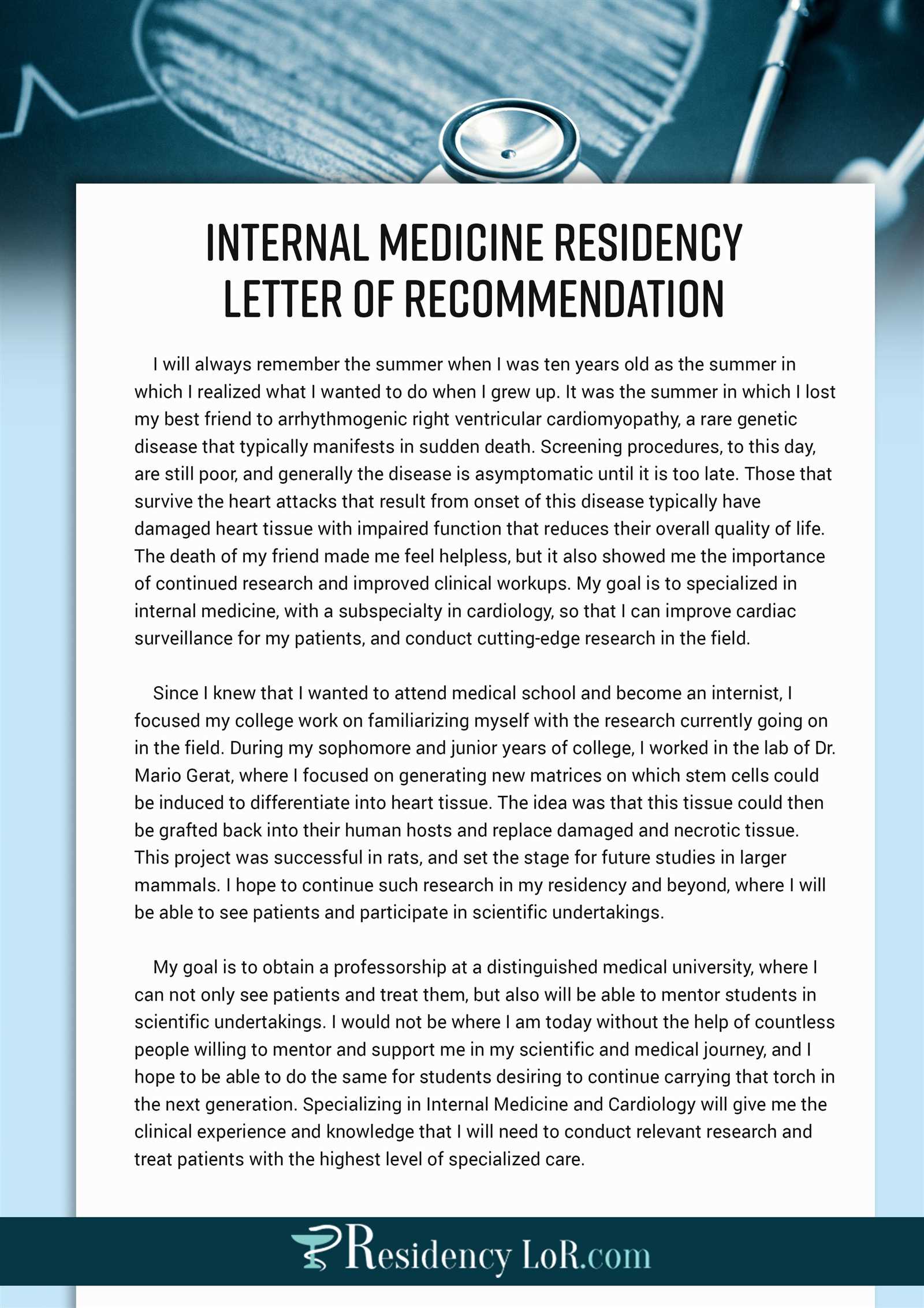 letter of recommendation template for residency