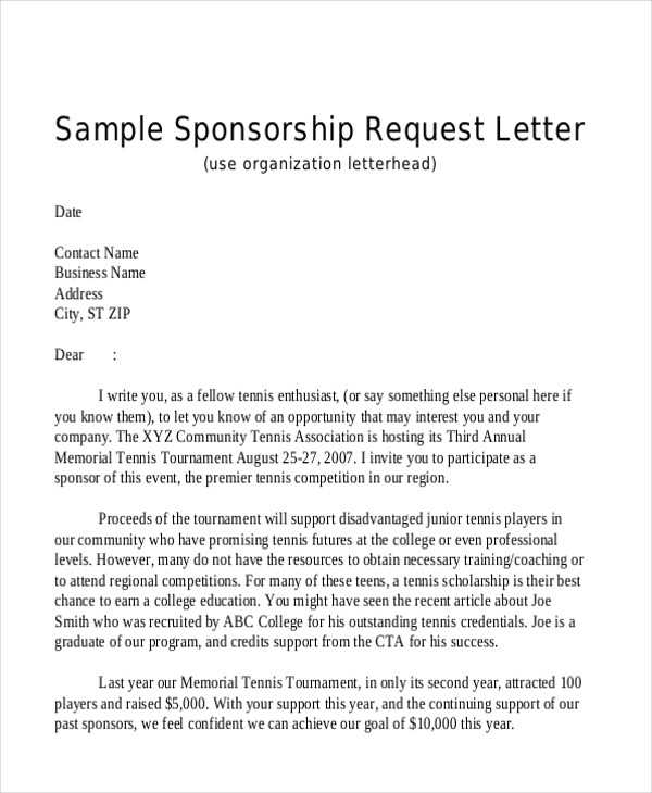 sponsorship request letter template sports