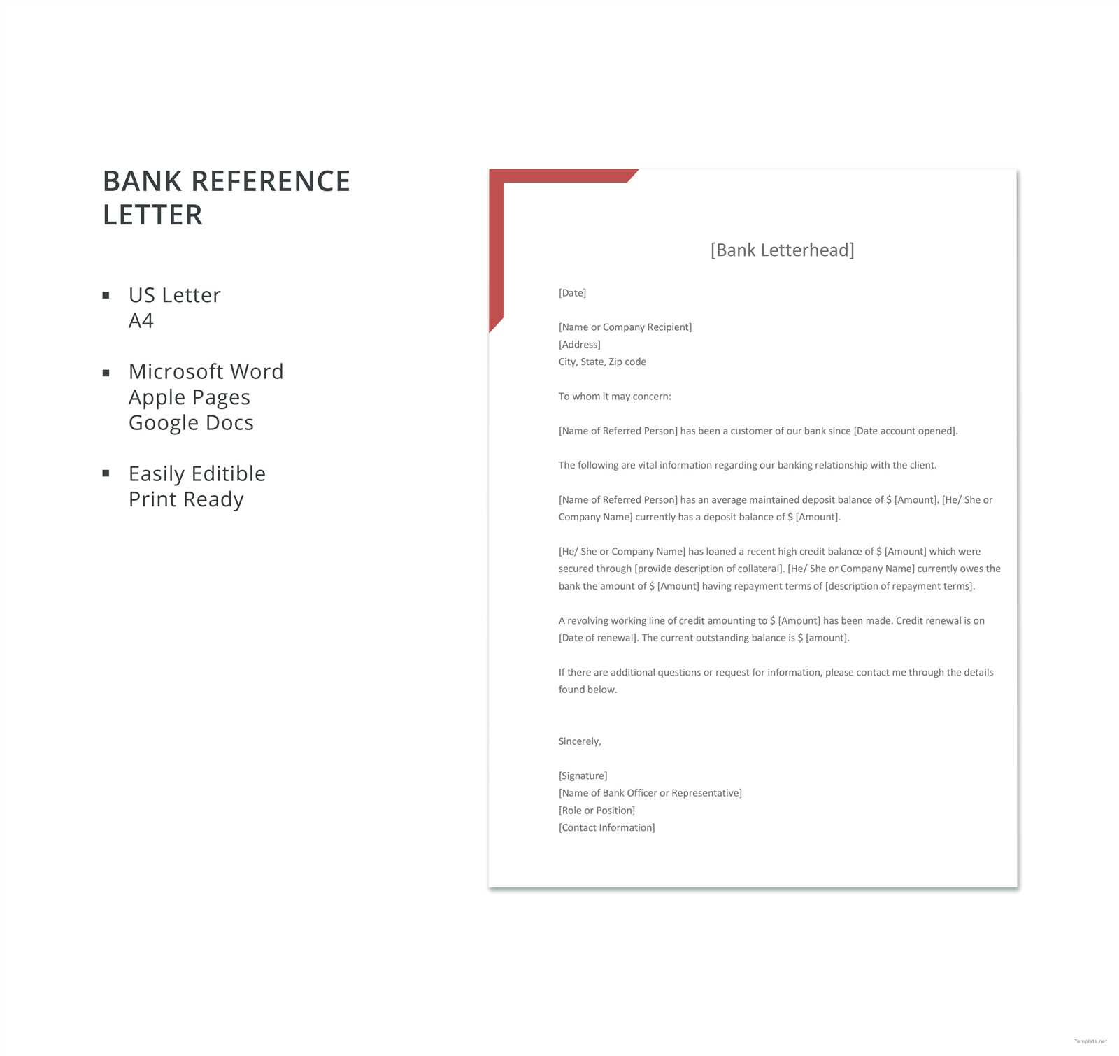 bank charges letter template