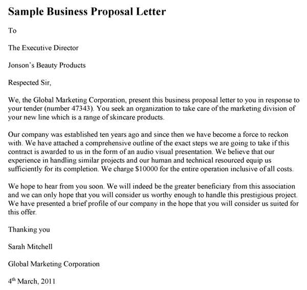 business partnership proposal letter template