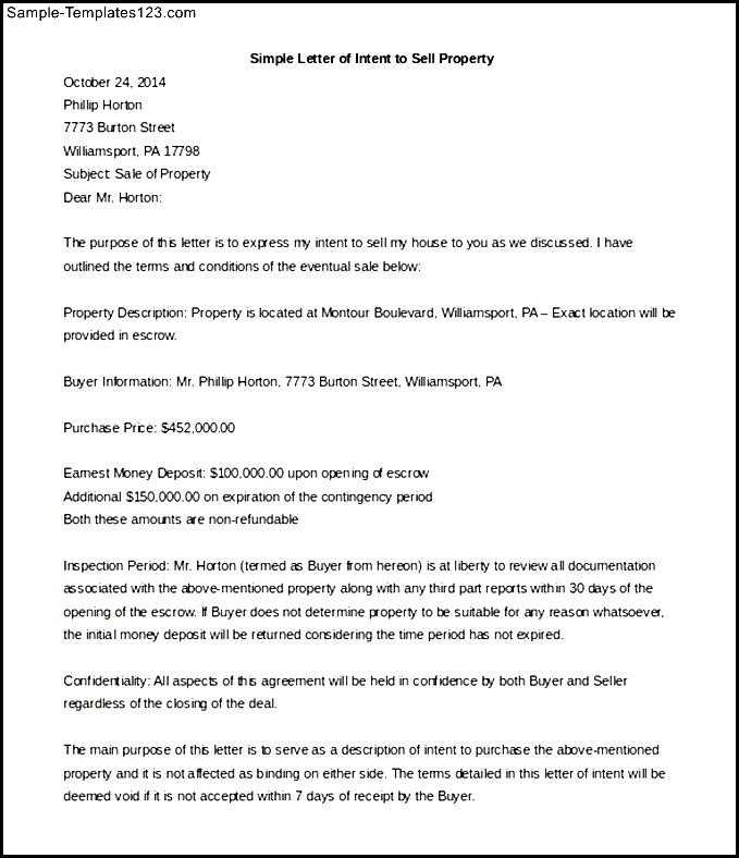 no estate letter template
