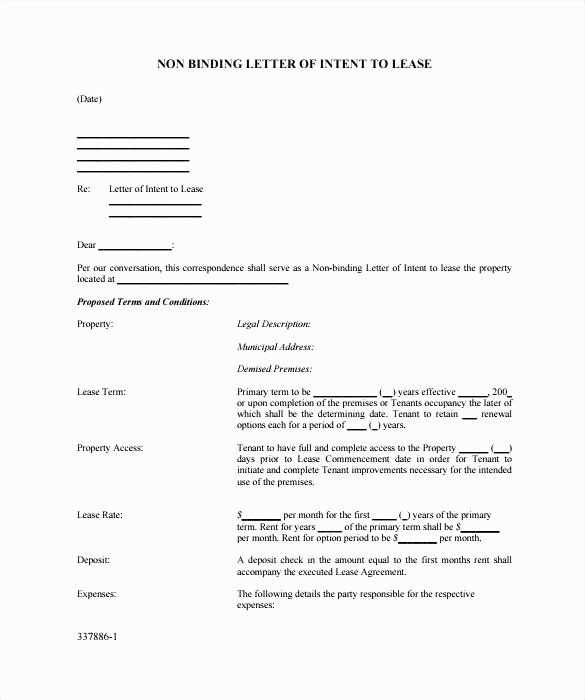 letter of intent rental template