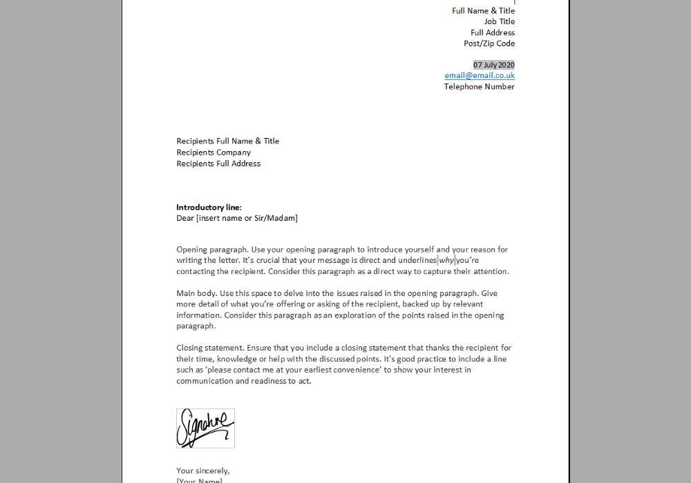 uk business letter template