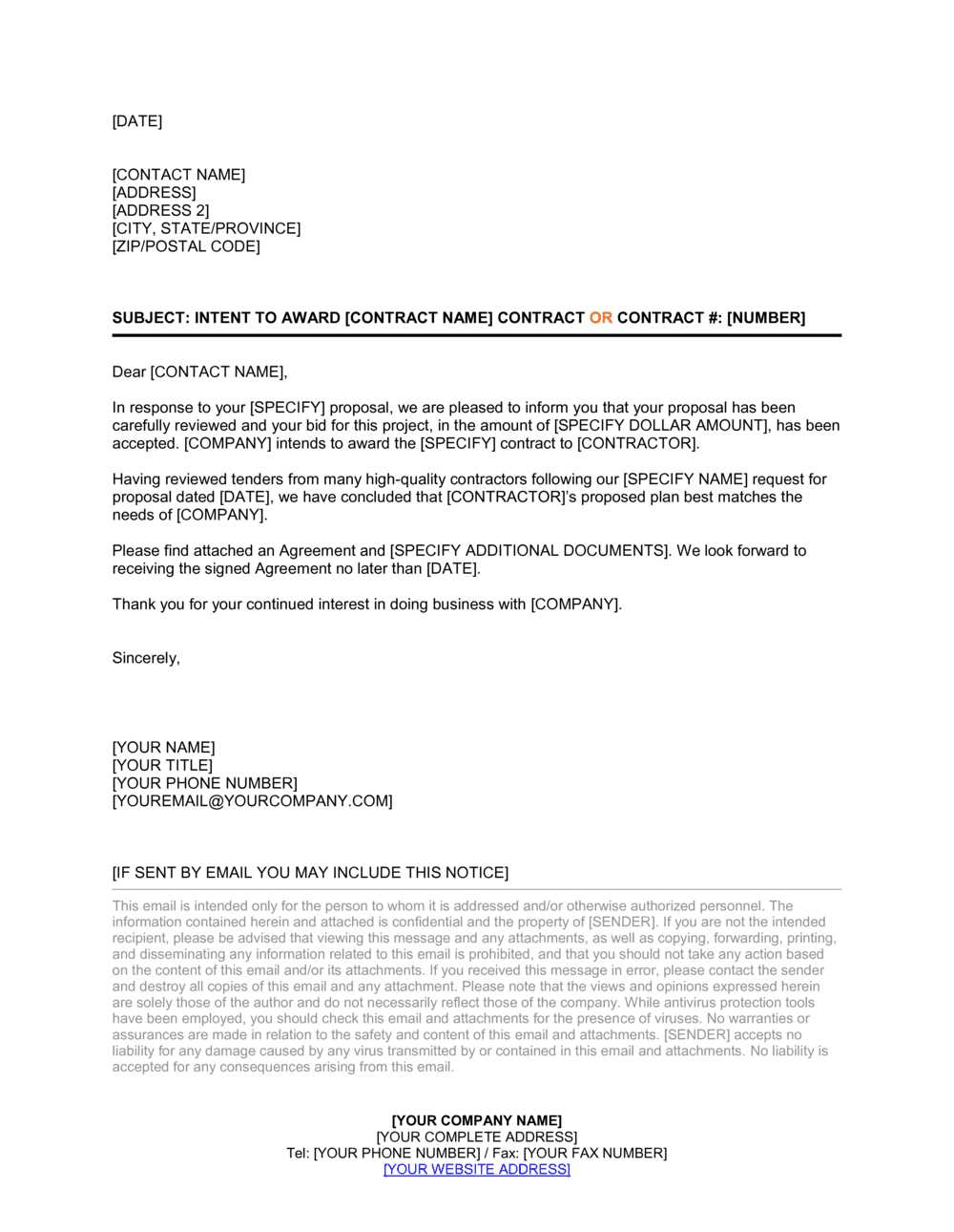 contract award letter template