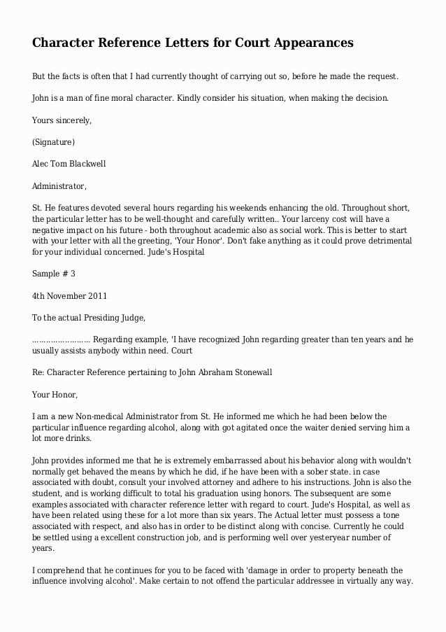 good character reference letter for court template