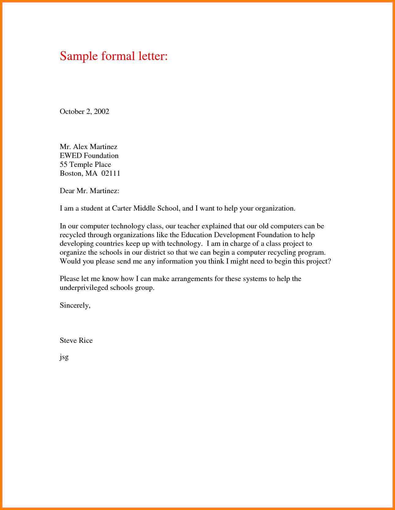 template for an official letter