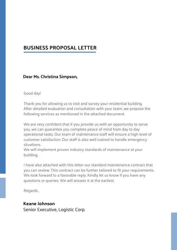 product proposal letter template