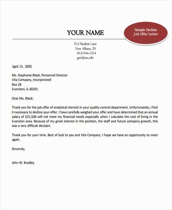 letter for job offer template