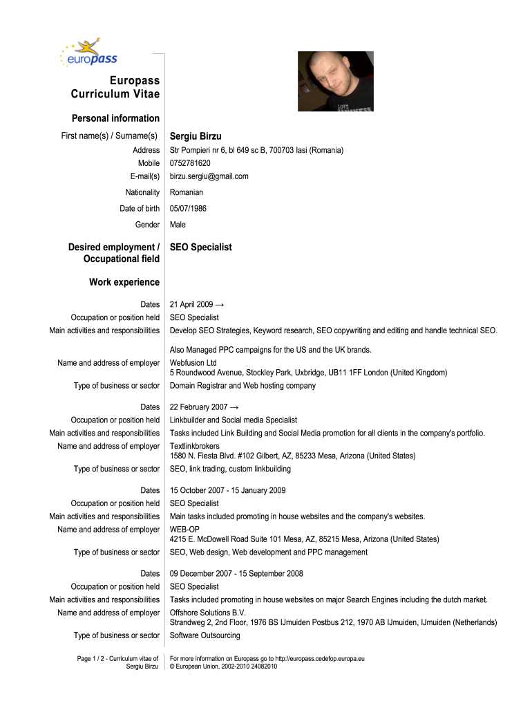 europass cover letter template word download