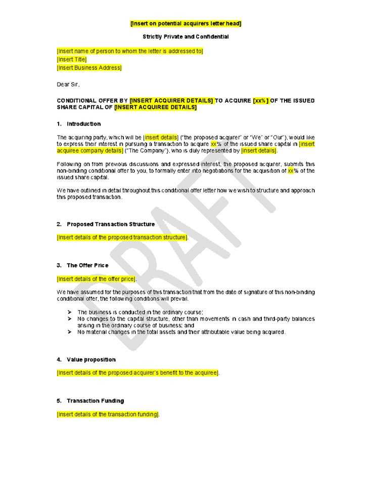 non binding offer letter template