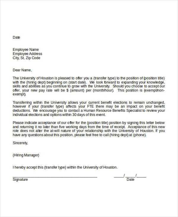 non exempt offer letter template