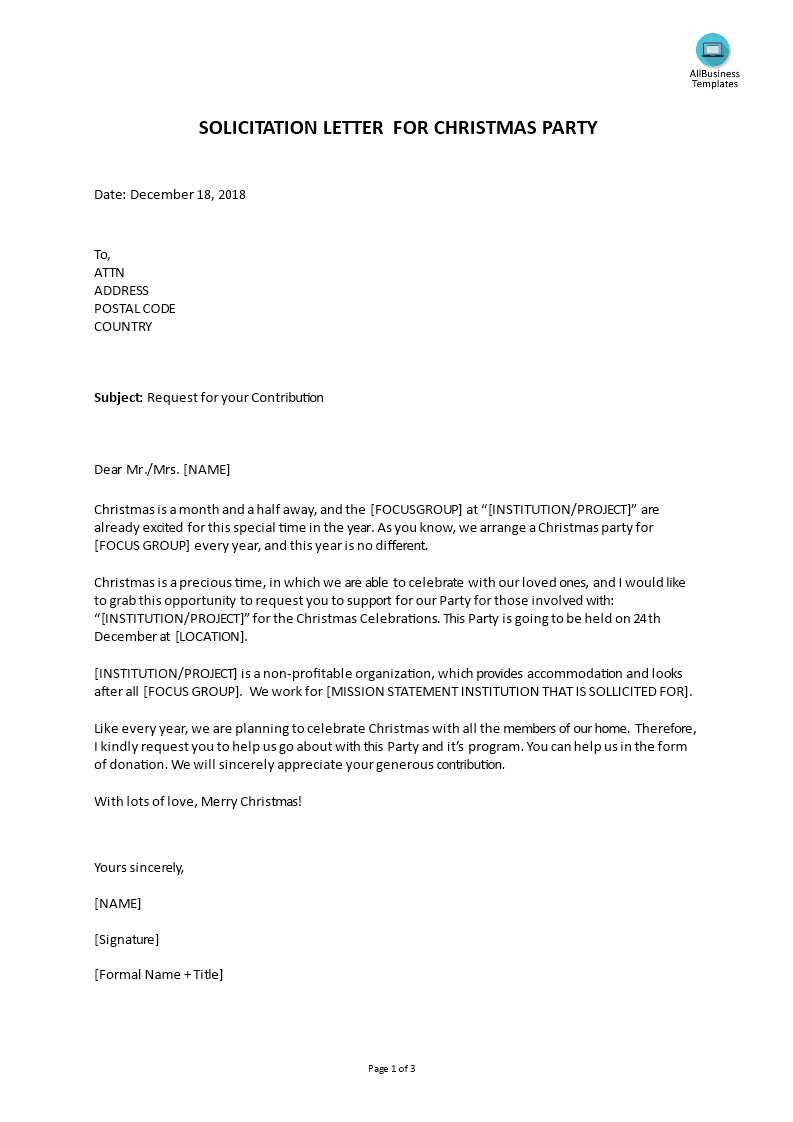 nonprofit solicitation letter template