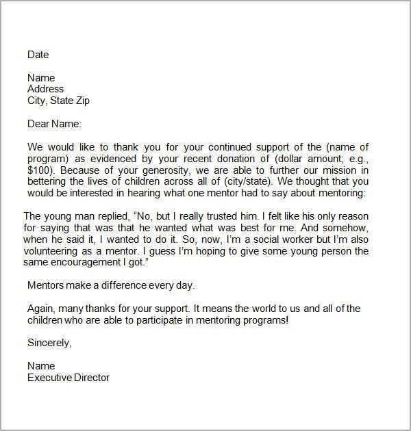 nonprofit thank you letter template