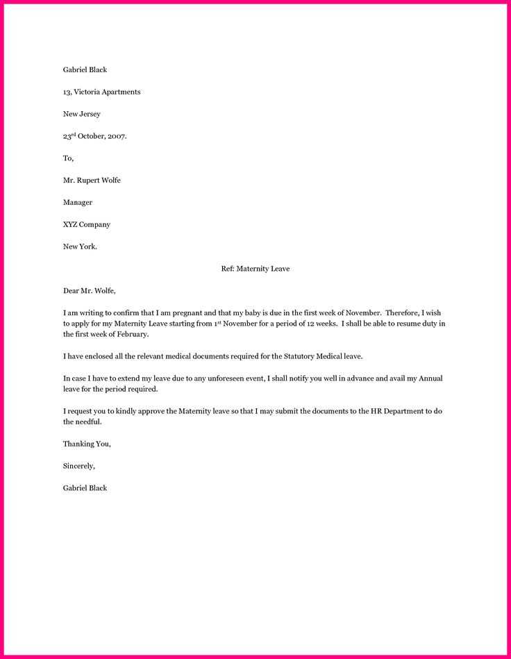 notice of maternity leave letter template