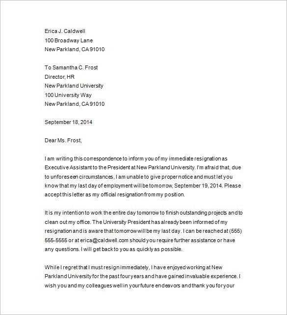 notice to leave job letter template