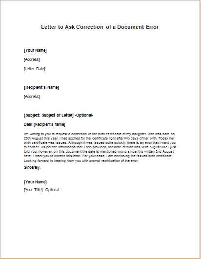 correction letter template