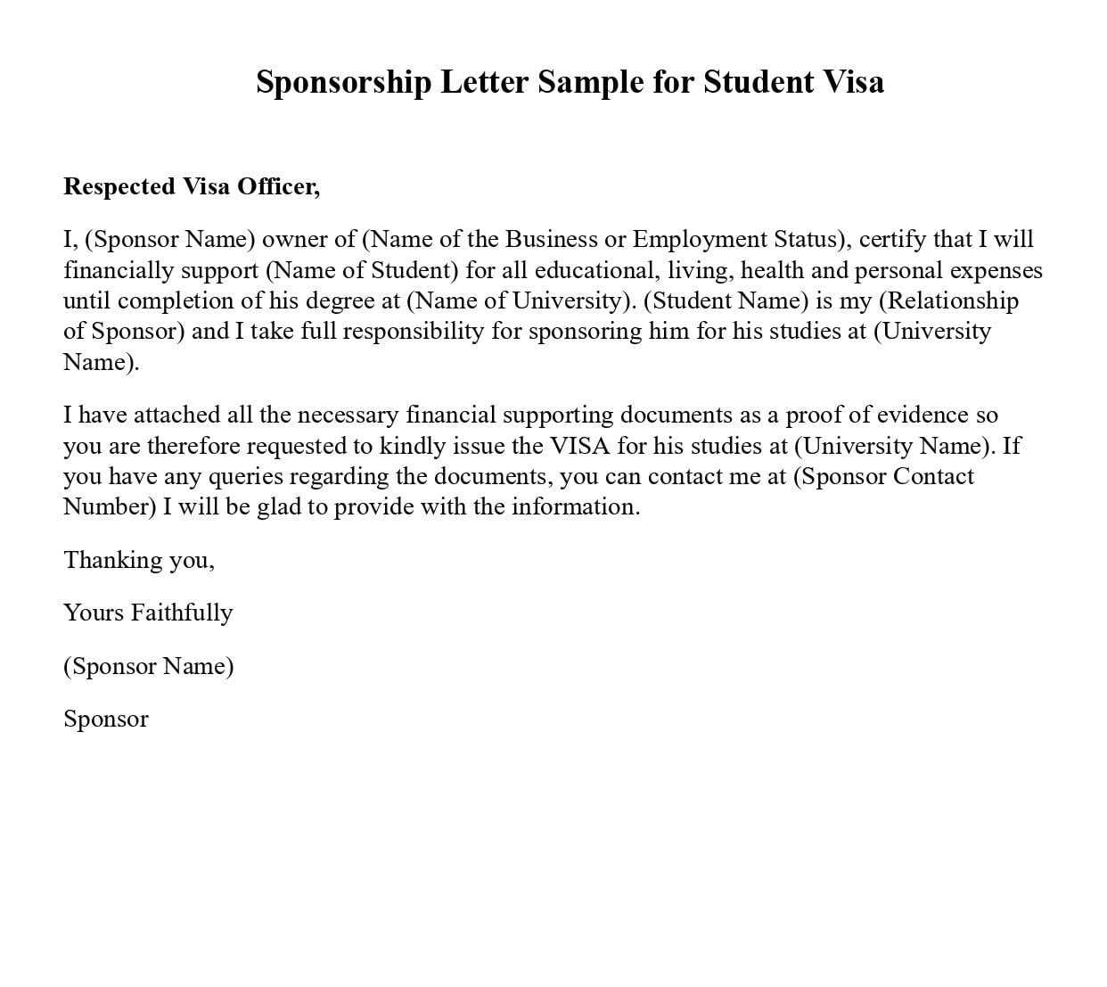 sponsorship letter for uk visa template