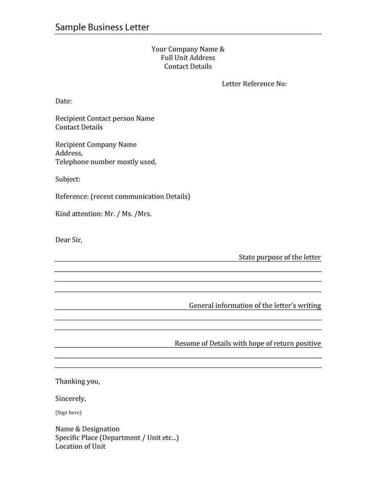 professional business letter format template