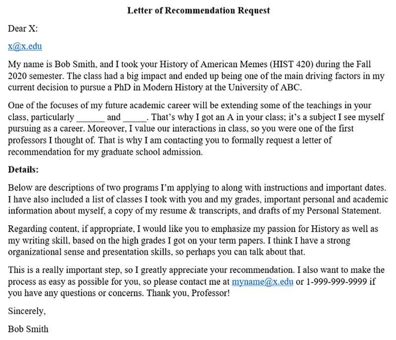 template to ask for a recommendation letter