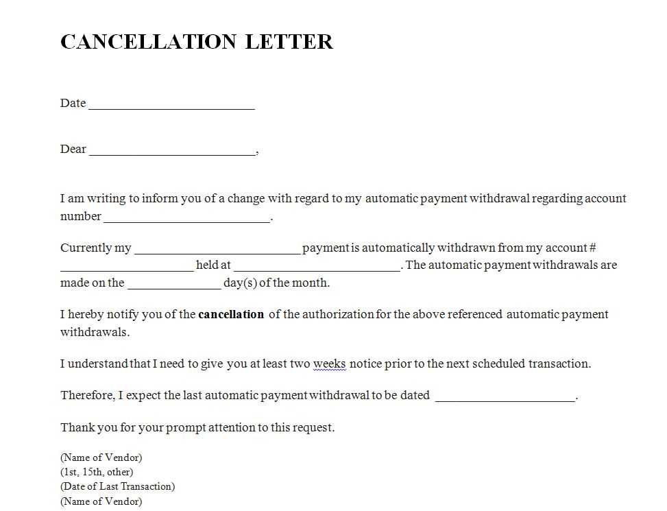 cancel contract letter template