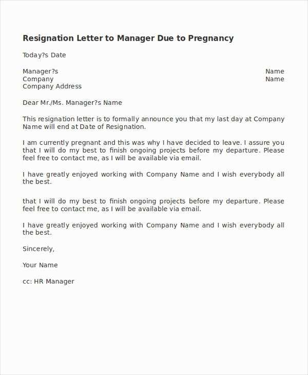 letter of resignation after maternity leave template