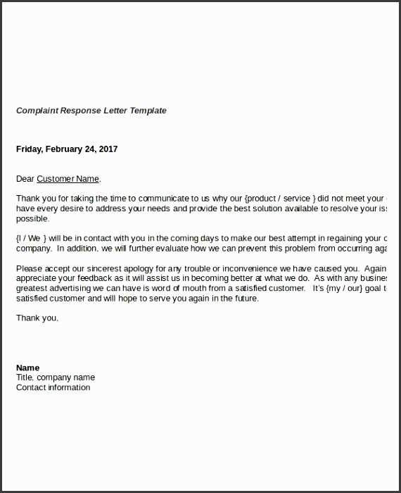 complaint letter template word