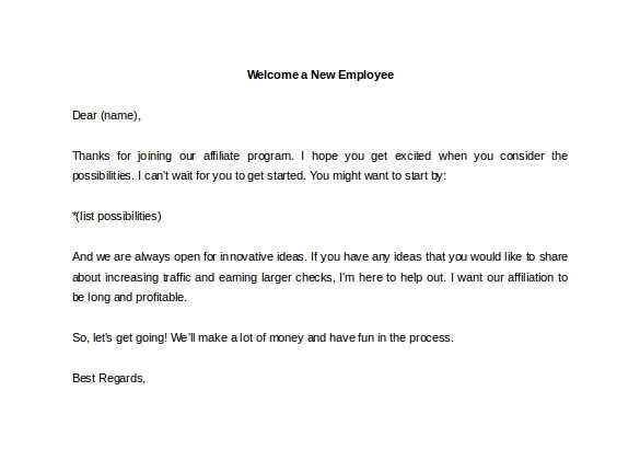 welcome letter template for new employee