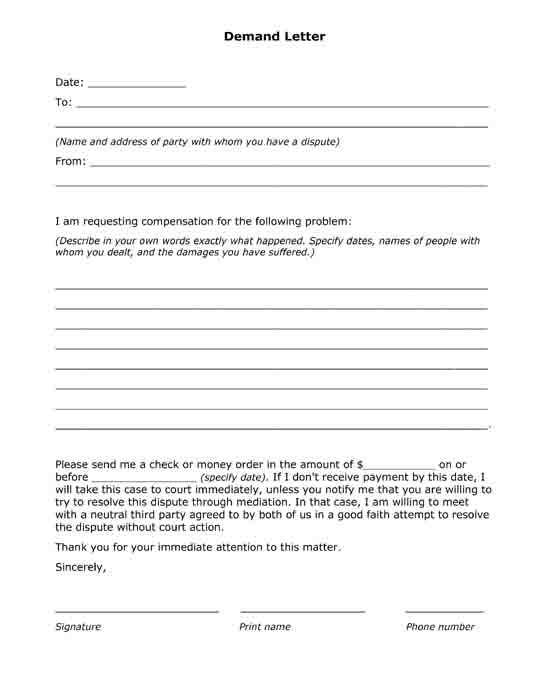 legal form letter template