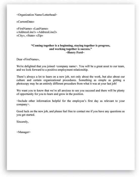 onboarding letter template