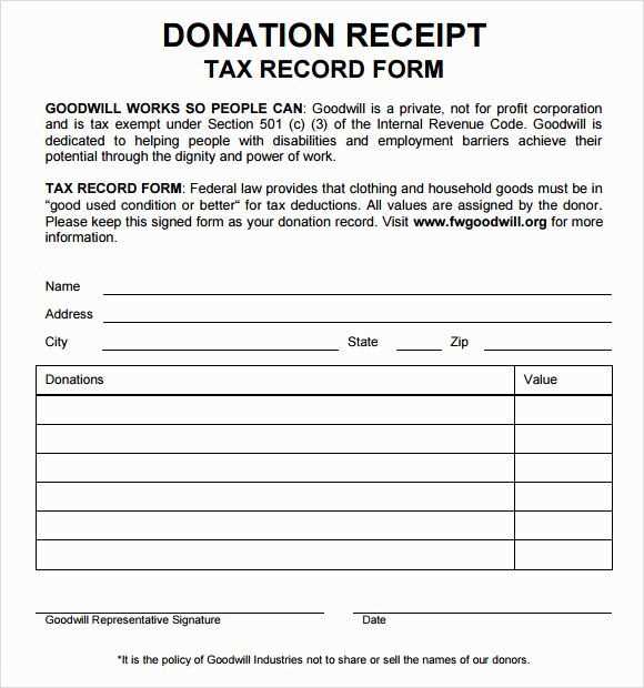 donation tax letter template