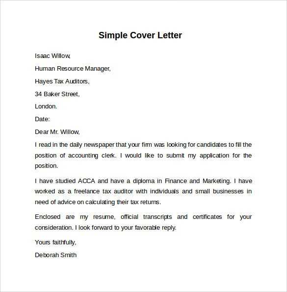 simple covering letter template