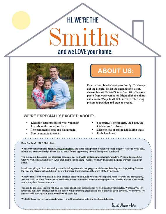 home purchase offer letter template