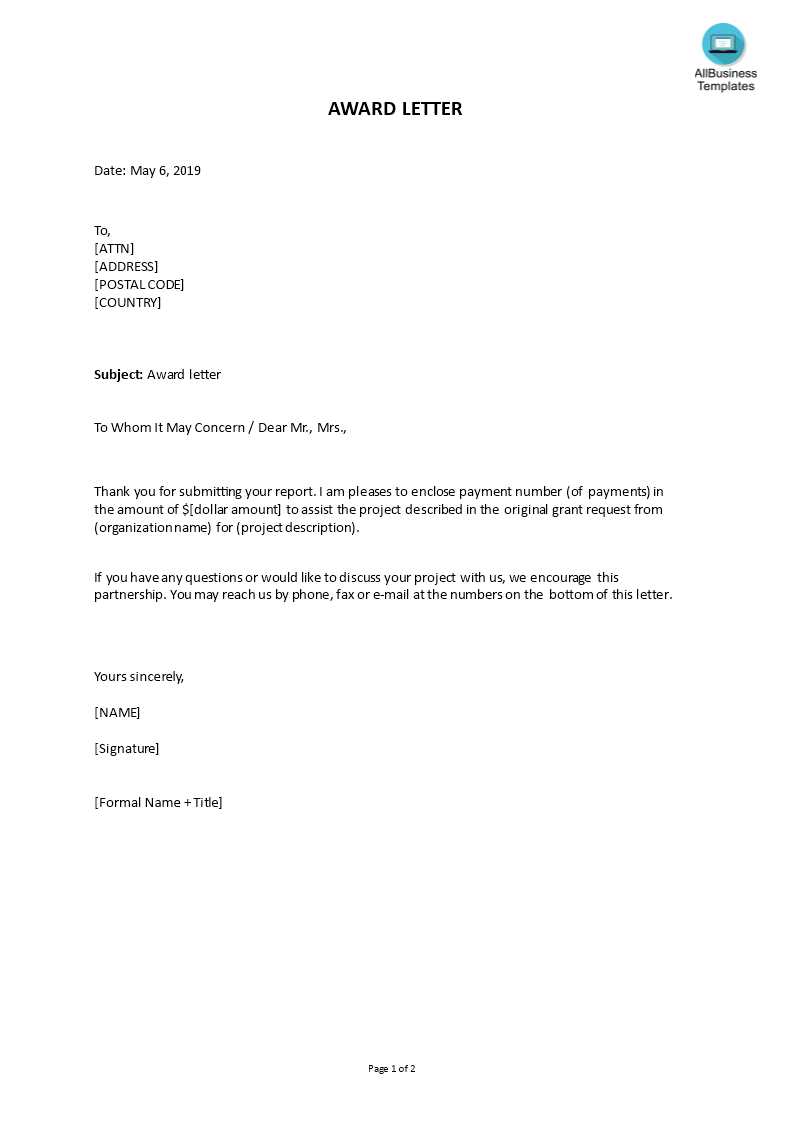 letter of support grant template