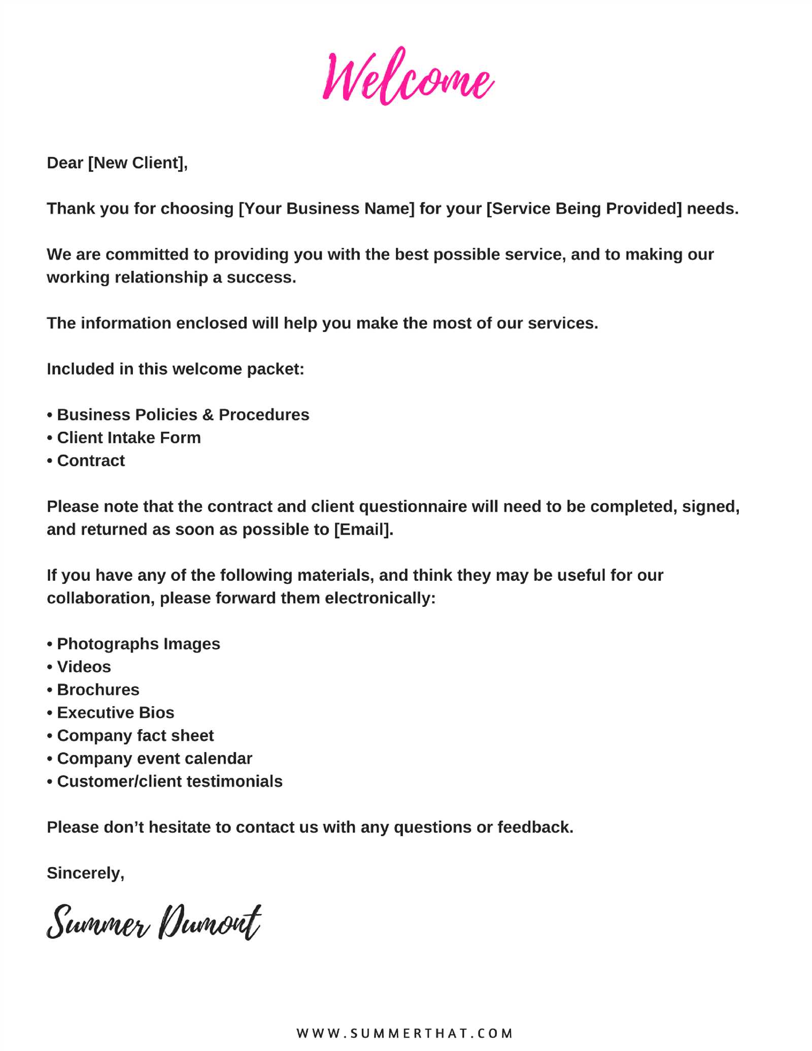 new client welcome letter template