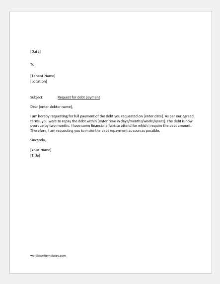 outstanding debt letter template