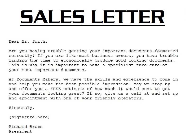 sales letter template word