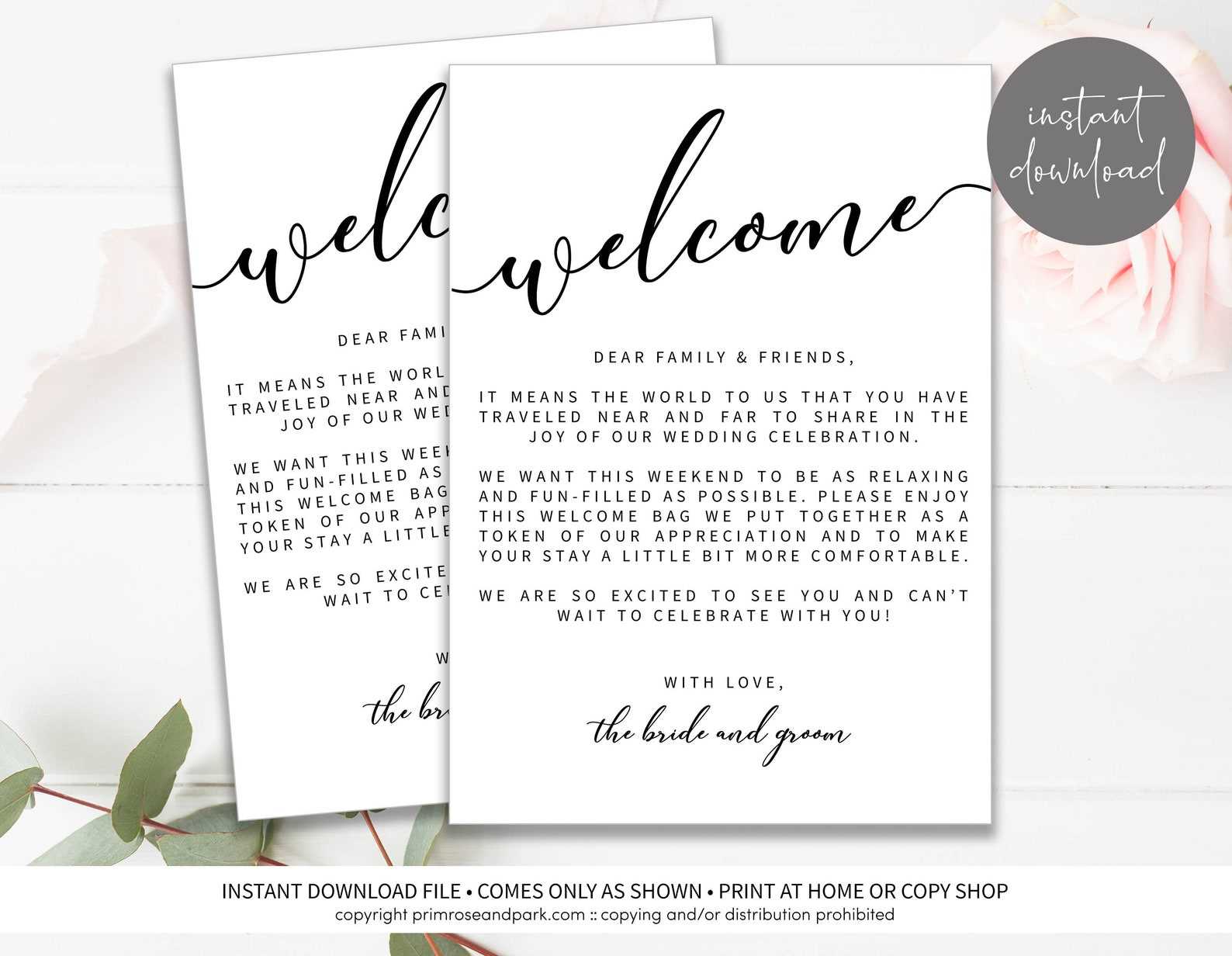 wedding welcome bag letter template