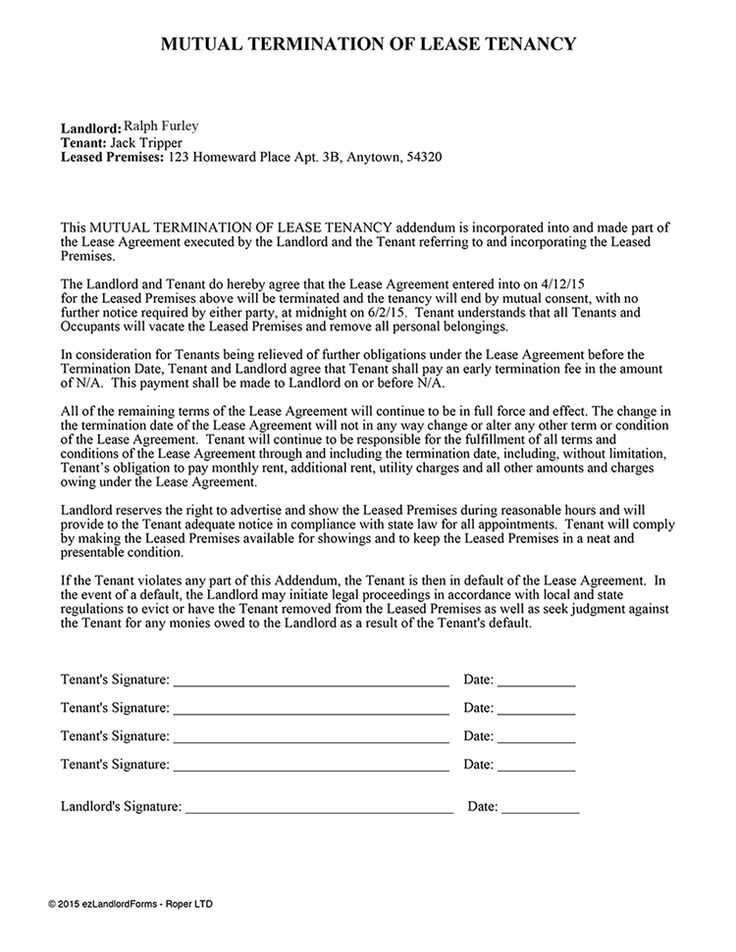 end of tenancy agreement letter from landlord template