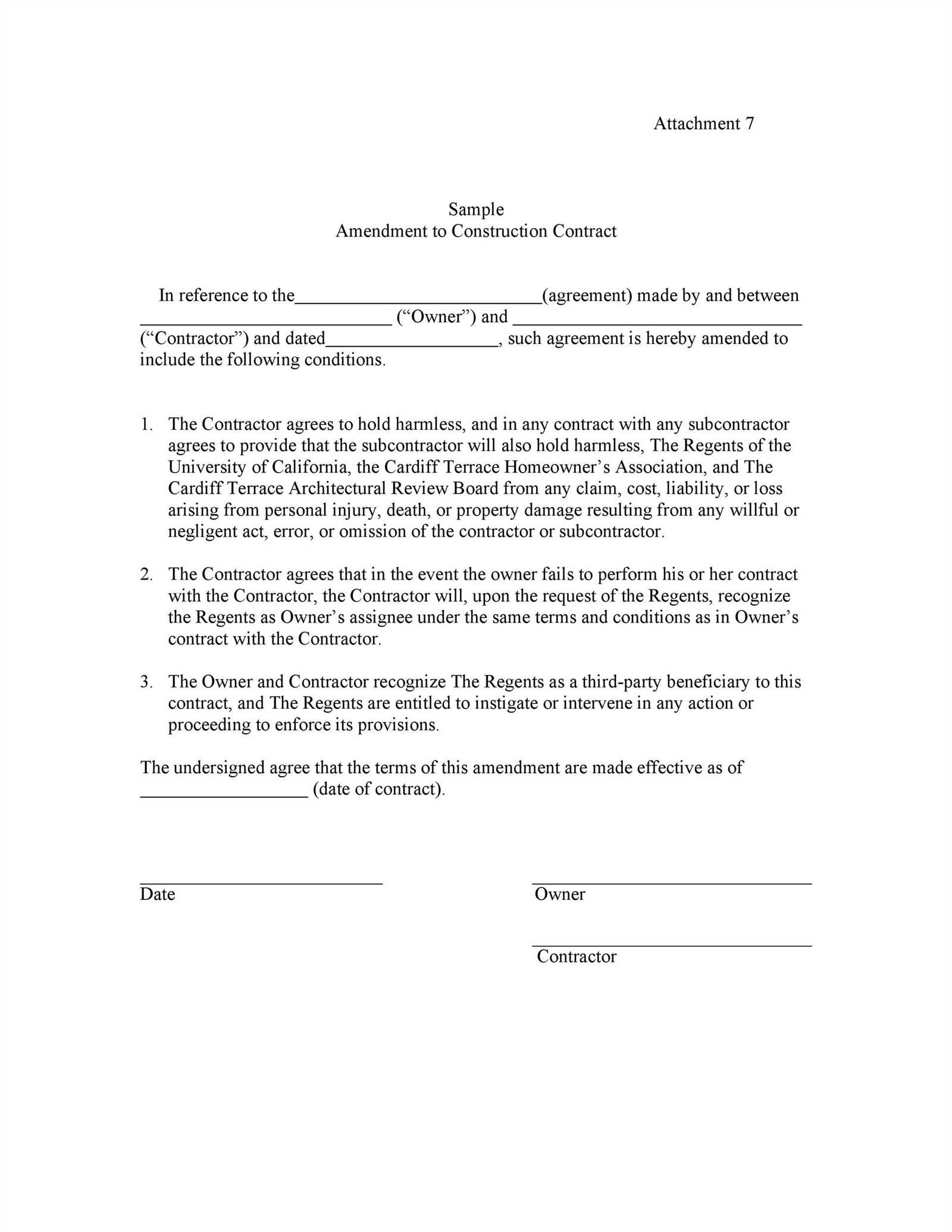 amendment change of employment contract letter template