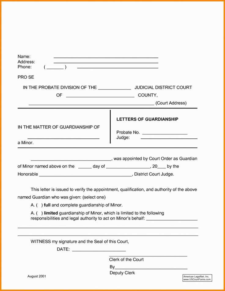 permanent guardianship letter template