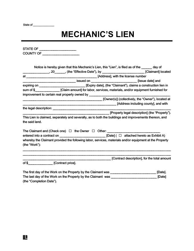 notice of lien letter template